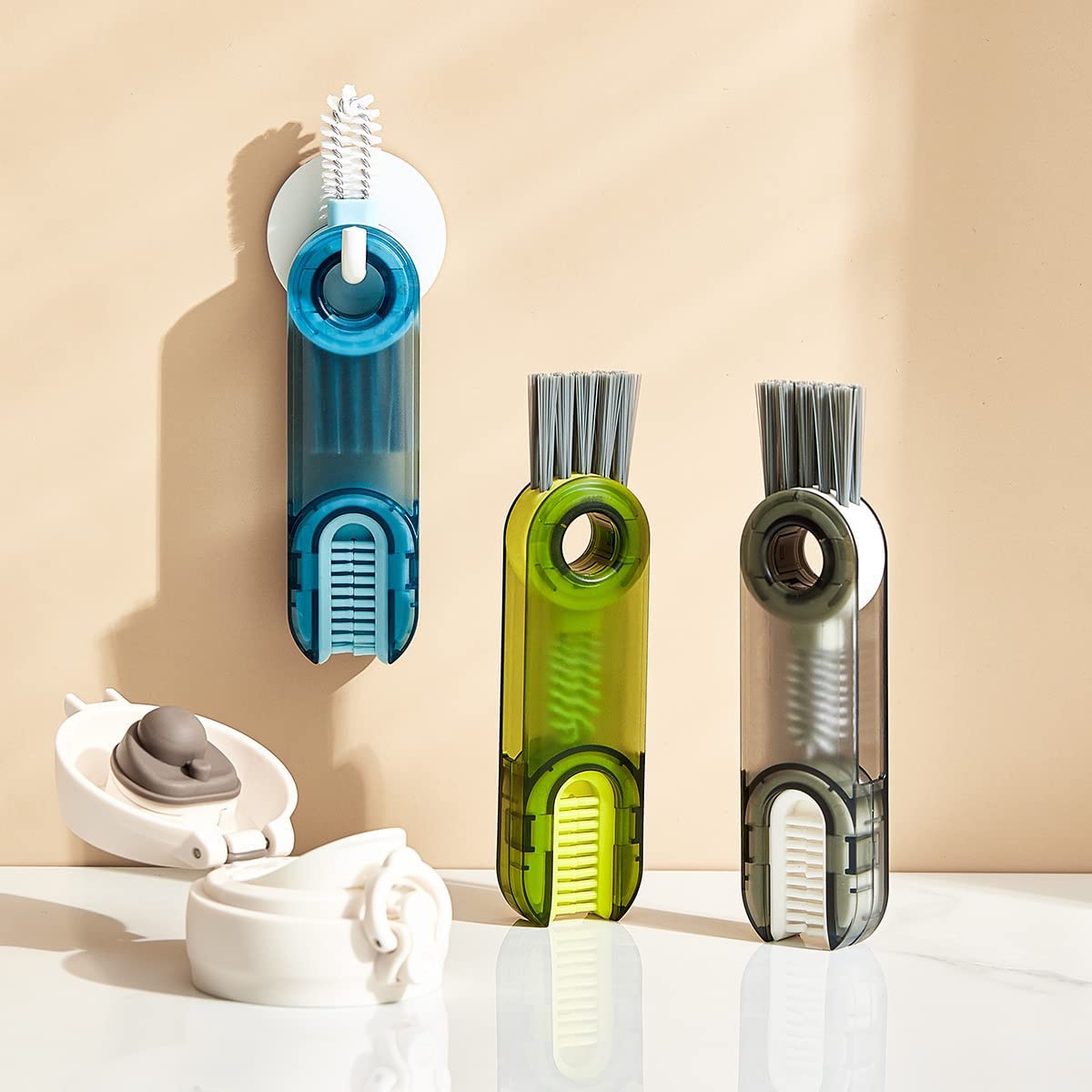 Bottle Cup Lid Detail Brush,Multi Functional Cleaning Brush, Multipurpose Bottle Gap Cleaner Brush Straw Cleaner Tools Mini Silicone Bottle Cup-Holder Cleaner,Multifunctional Cleaning Brush