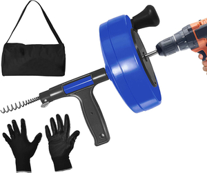 Power Pro 35-FT Steel Drum Auger Plumbing Snake with Drill Attachment | Use Manually or Powered | Heavy Duty Drain Cleaning Cable