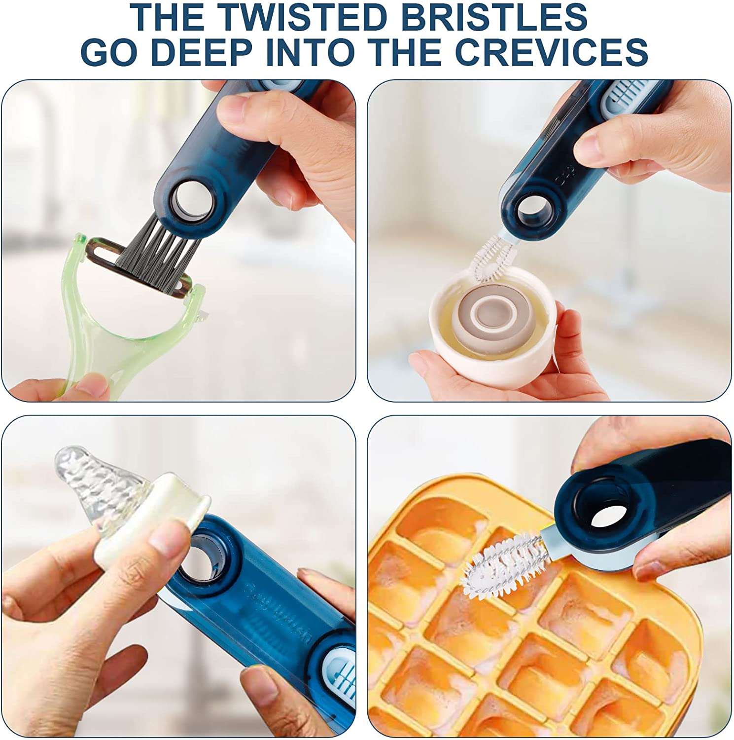Bottle Cup Lid Detail Brush,Multi Functional Cleaning Brush, Multipurpose Bottle Gap Cleaner Brush Straw Cleaner Tools Mini Silicone Bottle Cup-Holder Cleaner,Multifunctional Cleaning Brush