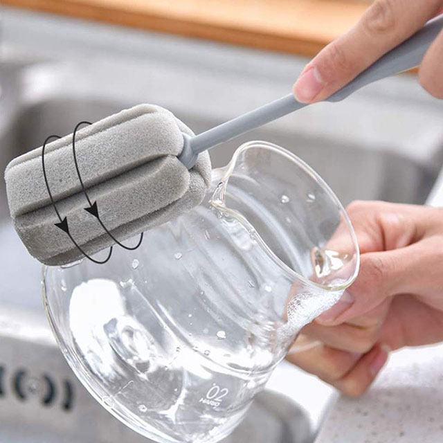 Factory Wholesale Long Handle Gray Foam Cup Brush Can Be Processed by Direct Order