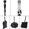 5 Pcs Fireplace Tools Sets Black Handle Wrought Iron Large Fire Tool Set and Holder Outdoor Fireset Fire Pit Stand Indoor Rustic Tongs Shovel Antique Brush Chimney Poker Wood Accessories Kit