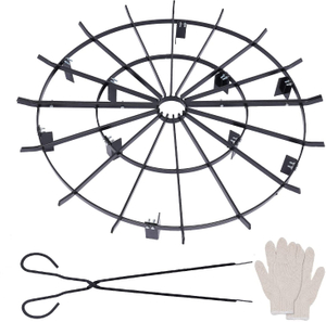 Fire Pit Grate Log Grate Round 40in Heavy Duty 16 Iron Bars Wagon Wheel Firewood Fireplace Grate 12 Legs for Indoor Chimney Hearth Kindling, Outdoor Patio Camping Firepits
