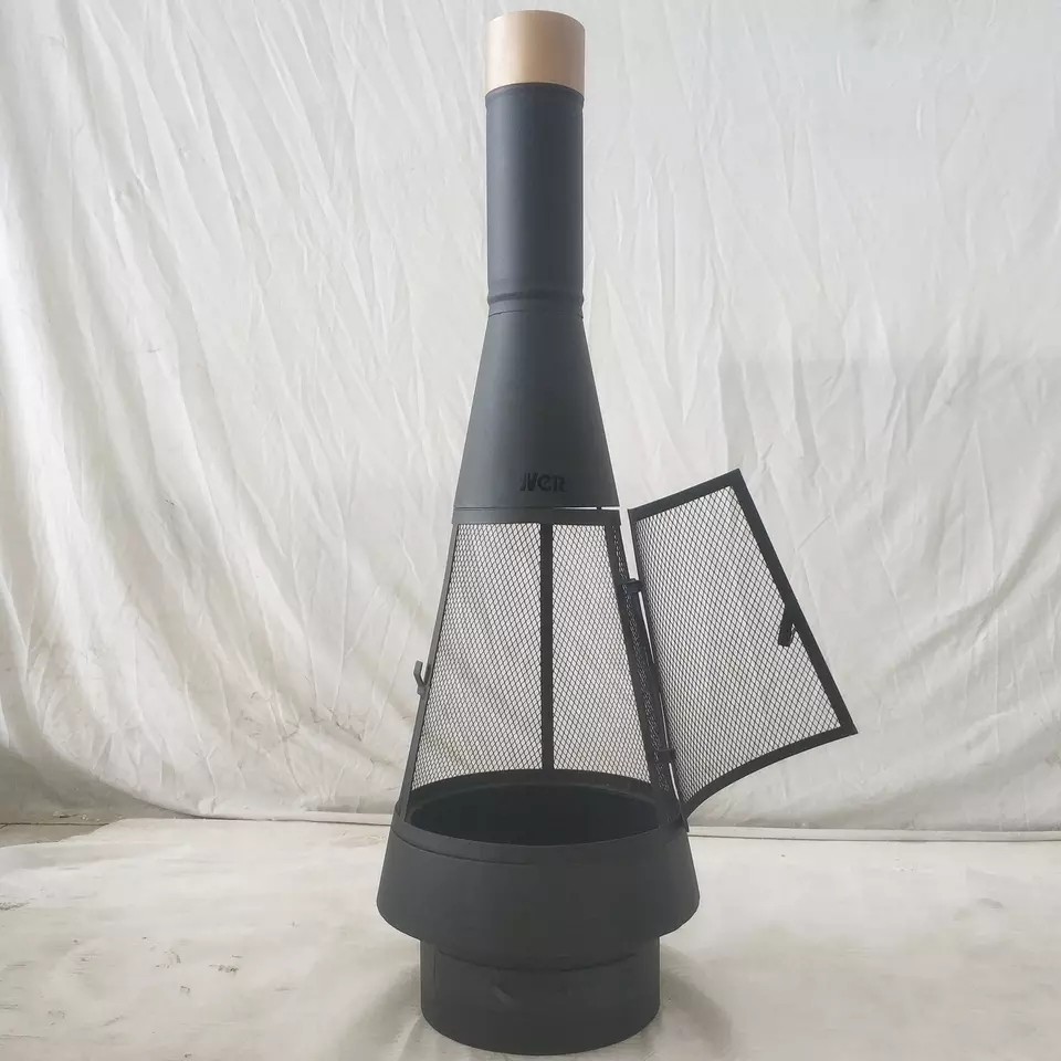 steel black wood fuel heating chimney