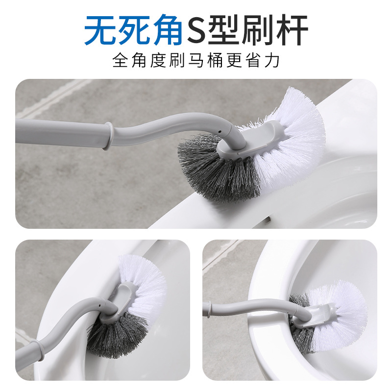  Bathroom Toilet Bowl Brush and Holder, Curved Design Toilet Brush for Deep Cleaning Under Rim, Best Toilet Brush Set, Easy Handy CompactToilet BowlCleaner Brush for Bathroom