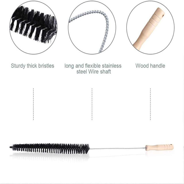 Factory Wholesale Wooden Handle Black Nylon Chimney Cleaning Brush, Can Be Extended