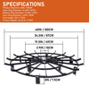 Fire Pit Grate Log Grate Round 40in Heavy Duty 16 Iron Bars Wagon Wheel Firewood Fireplace Grate 12 Legs for Indoor Chimney Hearth Kindling, Outdoor Patio Camping Firepits