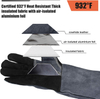 Heat Resistant Welding Gloves 16 inches Cowhide Leather - Long Sleeve and Insulated Lining BBQ Glove