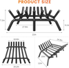 21 inch Fireplace Grate Heavy Duty Solid Steel Indoor Chimney Hearth 3/4 Bar Fire Grates for Outdoor Kindling Tools Pit Wrought Iron Wood Stove Firewood Burning Rack Holder Black