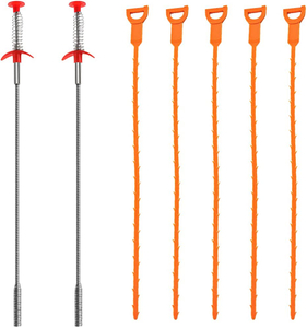 7 Pack Sewer Dredging Tools, 20 inch Hair Drain Clog Remover Drain Relief Auger Cleaning Tool