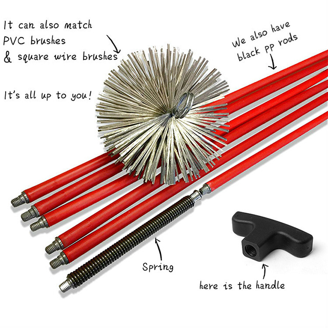 Wholesale Spiral Flat Steel Brush Rotary Fireplace Cleaner Chimney Sweeping Kit