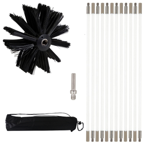 12FT Dryer Vent Cleaner Kit, Chimney Sweep Kit Pellet Stove Pipe Cleaning Brush Lint Remover for Dryer Duct Fireplace Vent Sweeping Tools with 9 Flexible Rods, Use with Or Without A Power Drill