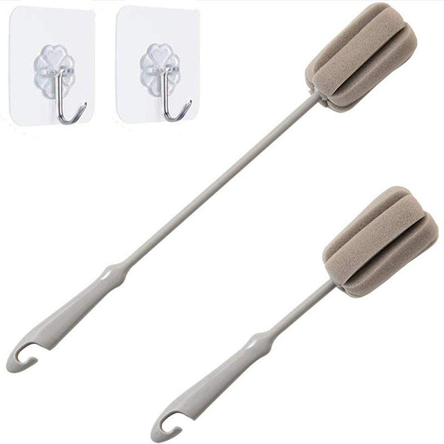 Factory Wholesale Long Handle Gray Foam Cup Brush Can Be Processed by Direct Order