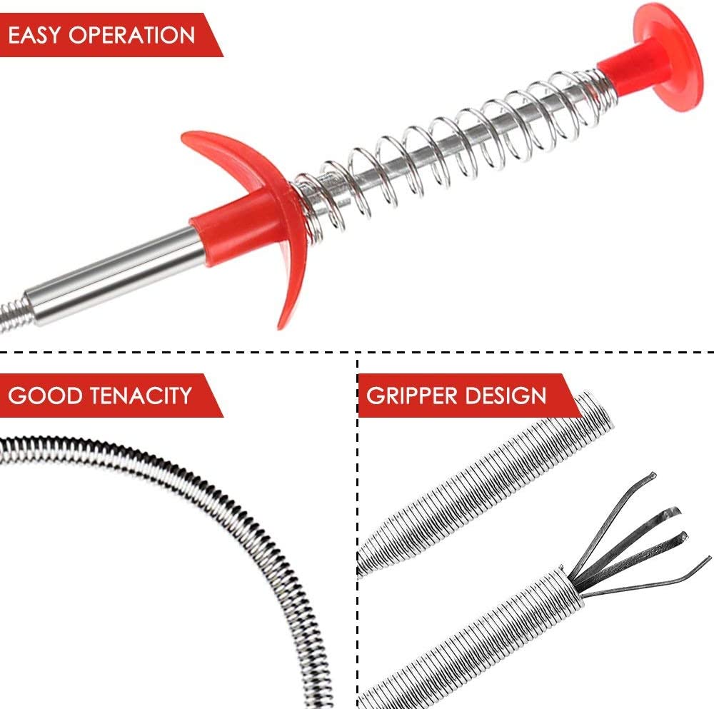 7 Pack Sewer Dredging Tools, 20 inch Hair Drain Clog Remover Drain Relief Auger Cleaning Tool