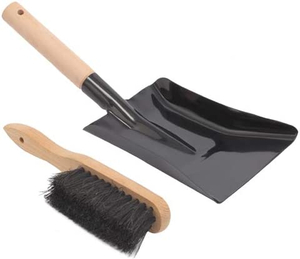 Coal Shovel and Hearth Brush Set Made of Natural Wood and Coco Bristles, Hearth Tidy Set, Fireplace Shovel and Brush, Fireplace Tool Set, Metal Brush Pan Set, Fireplace Tools Firepit Tools