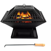 BBQ Fire Pit with Chimney Clay Firepit Outdoor Fireplace Black Mexican Chiminea Outdoor Fireplace SEB STEEL Cas