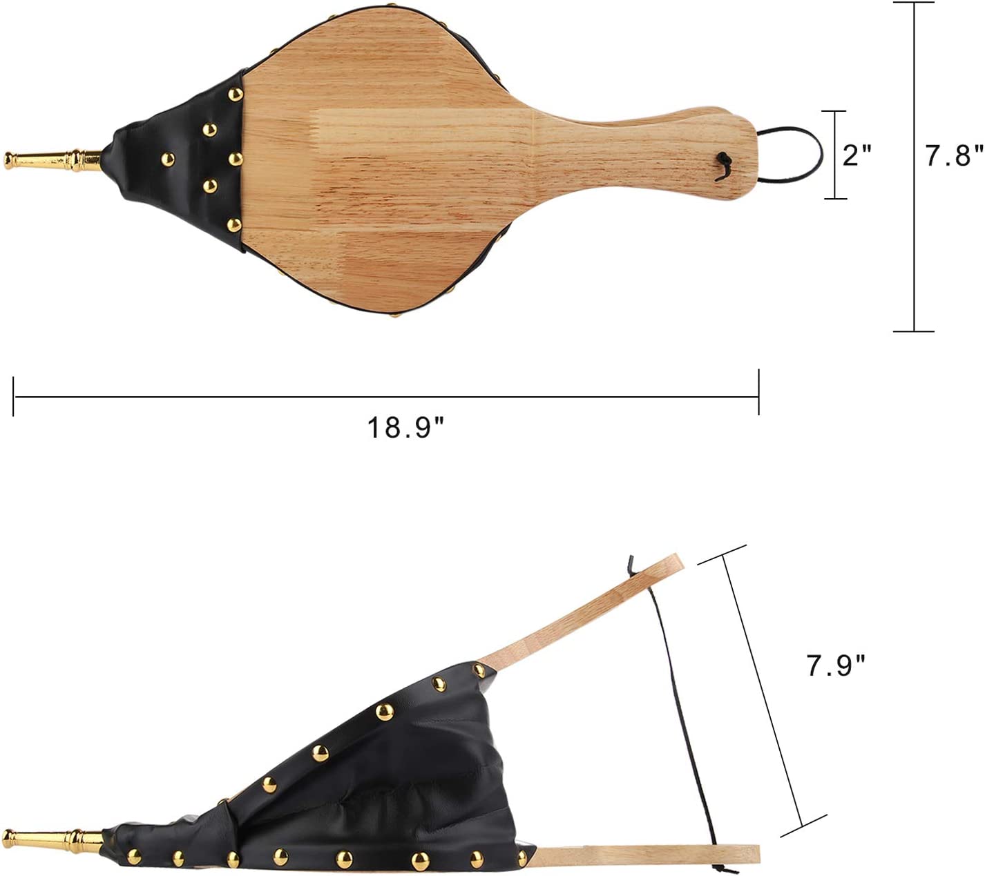 19"x 8" Wood Fire Blower Fireplace Tools Accessories with Hanging Strap, Manual Air Blower for Outdoor Camping Barbeque Chimney