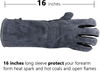Heat Resistant Welding Gloves 16 inches Cowhide Leather - Long Sleeve and Insulated Lining BBQ Glove