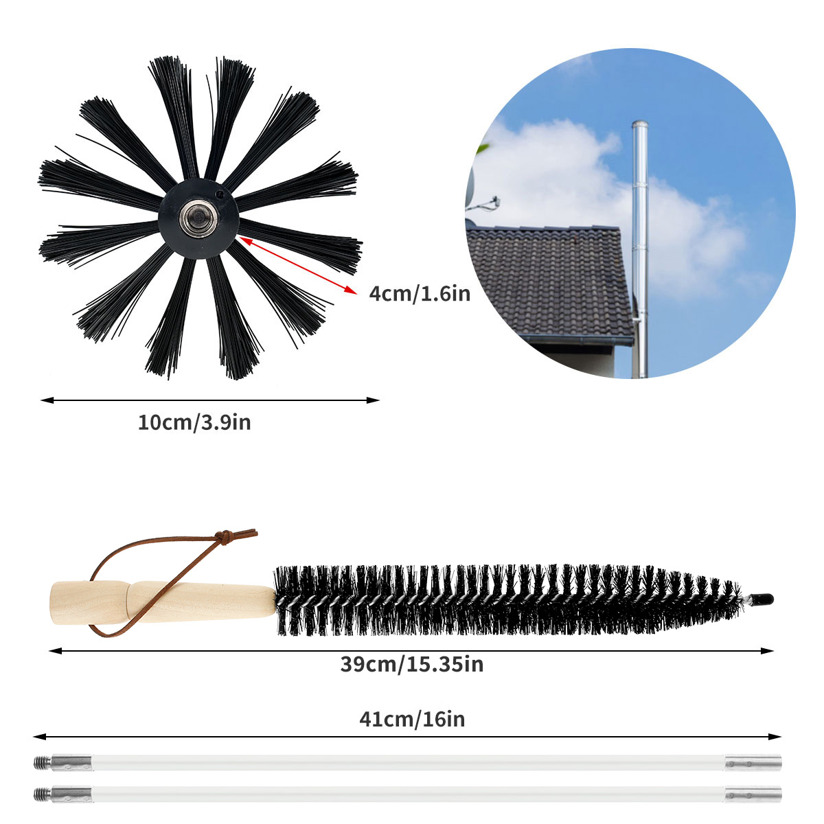 12 Feet Dryer Vent/Duct Brush Cleaning Kit, Lint Remover,Fireplace Chimney Brushes,Dryer Vent Cleaner Kit,Chimney Cleaning Brush Kit,1 Nylon Brush Heads, 6 Rods, Use with or Without a Power Drill