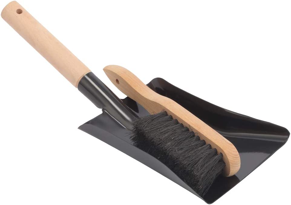 Coal Shovel and Hearth Brush Set Made of Natural Wood and Coco Bristles, Hearth Tidy Set, Fireplace Shovel and Brush, Fireplace Tool Set, Metal Brush Pan Set, Fireplace Tools Firepit Tools