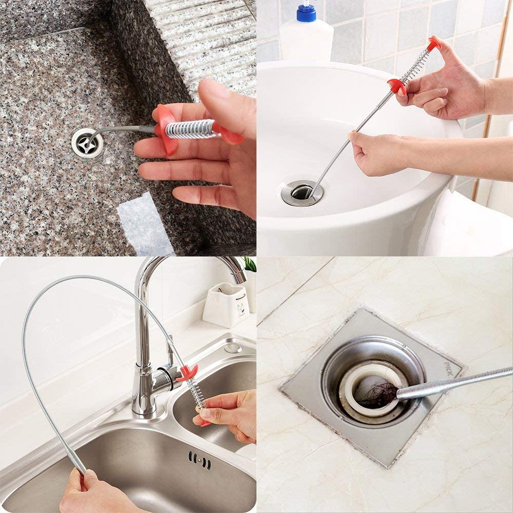 7 Pack Sewer Dredging Tools, 20 inch Hair Drain Clog Remover Drain Relief Auger Cleaning Tool